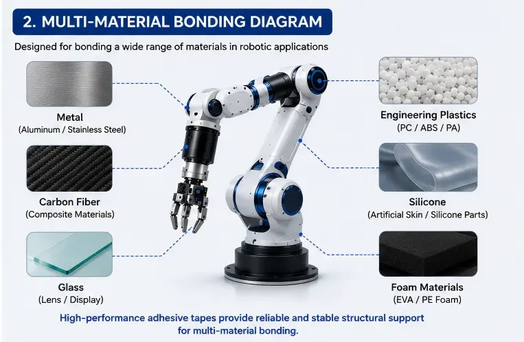 industrial robot bonding tape for multi-material assembly